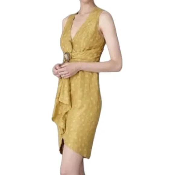 Anthro Quillaree Lemongrass Silk Tethered Dots BHLDN 4 - Picture 4 of 15